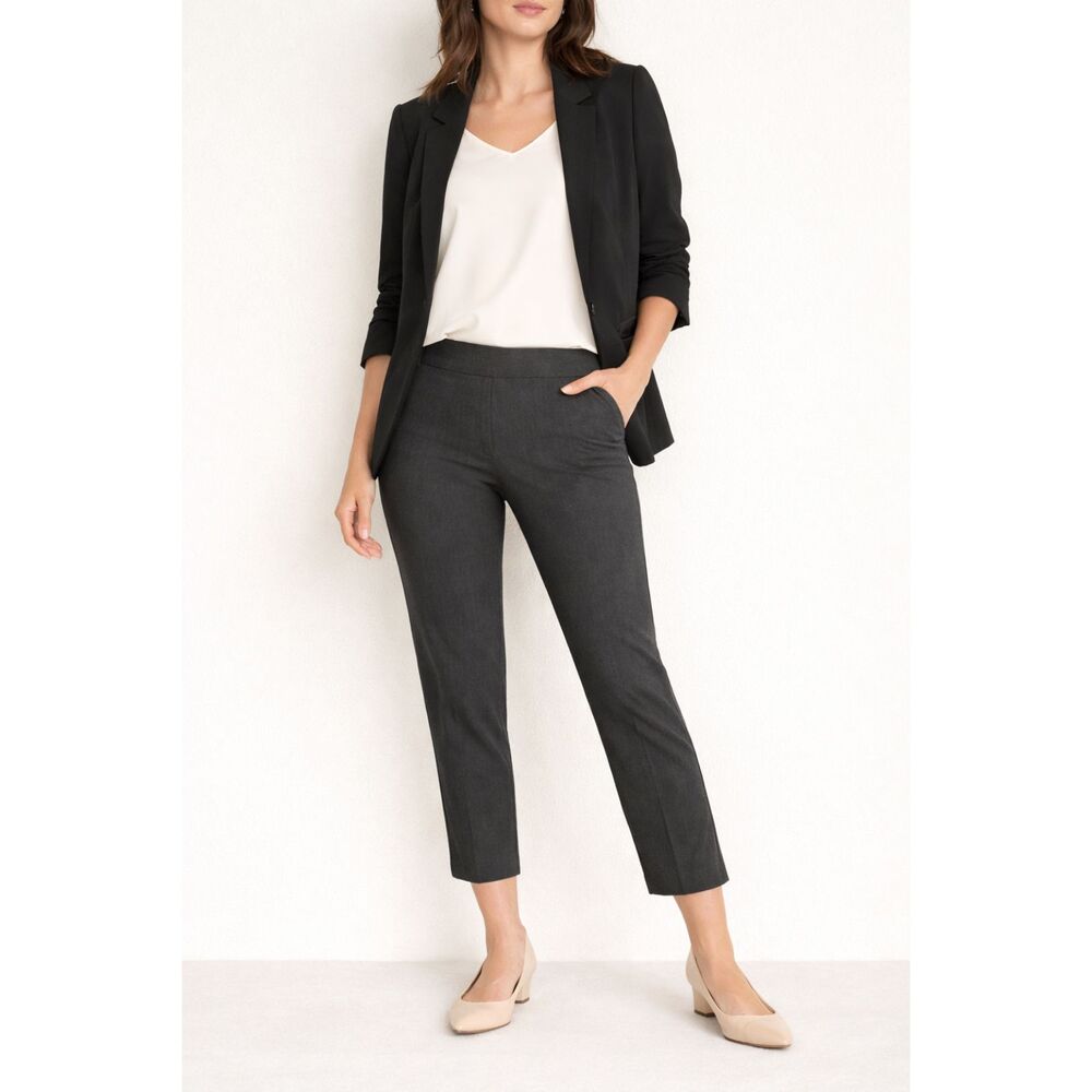 NWT Apt 9 Pants 12P Petite Gray Straight Ankle Crop Stretch Work Office